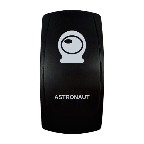 ASTRONAUT rocker switch with laser-etched astronaut helmet icon, in daylight