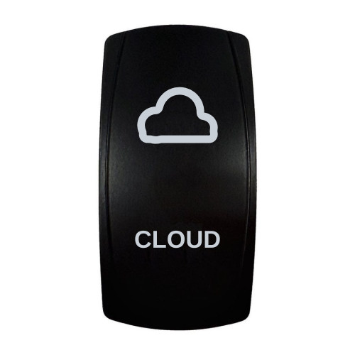 CLOUD rocker switch with laser-etched cloud icon, in daylight