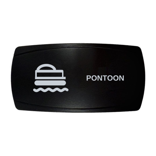 PONTOON horizontal rocker switch with laser-etched pontoon icon, in daylight