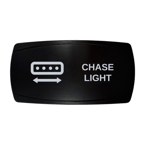 CHASE LIGHT horizontal rocker switch with laser-etched chase light icon, in daylight