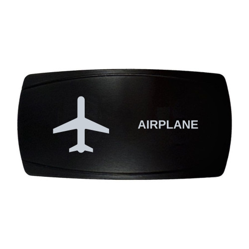 AIRPLANE horizontal rocker switch with laser-etched airplane icon, in daylight