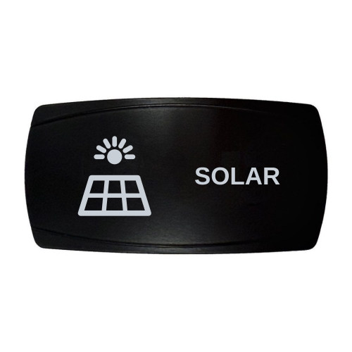 SOLAR horizontal rocker switch with laser-etched solar icon, in daylight