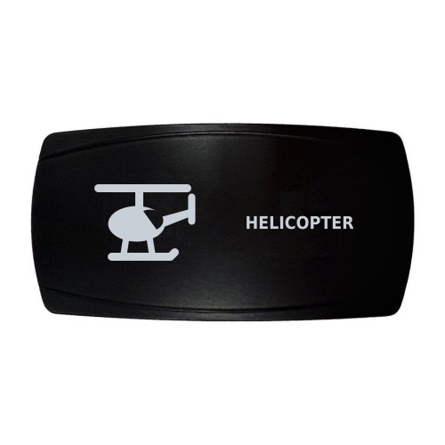 HELICOPTER horizontal rocker switch with laser-etched helicopter icon, in daylight
