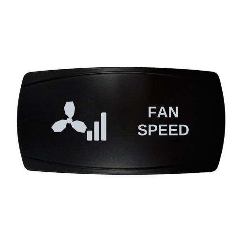FAN SPEED horizontal rocker switch with laser-etched fan speed icon, in daylight