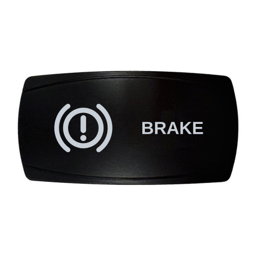 BRAKE horizontal rocker switch with laser-etched brake icon, in daylight