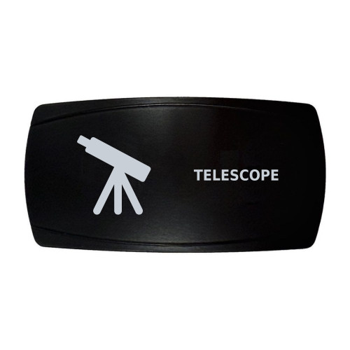TELESCOPE horizontal rocker switch with laser-etched telescope icon, in daylight