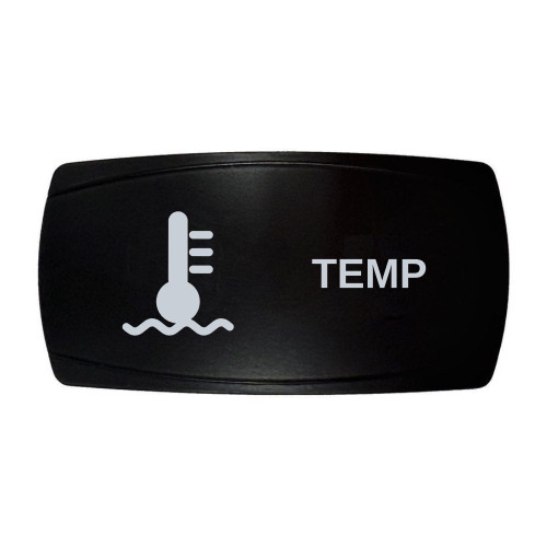 TEMP horizontal rocker switch with laser-etched temperature icon, in daylight