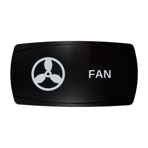 FAN horizontal rocker switch with laser-etched fan icon, in daylight