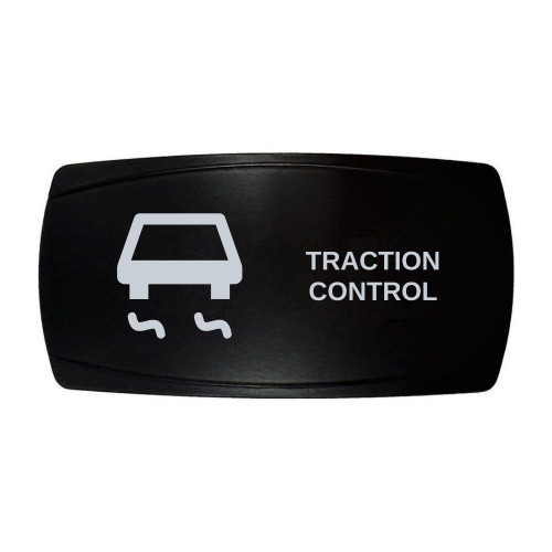 TRACTION CONTROL horizontal rocker switch with laser-etched traction control icon, in daylight