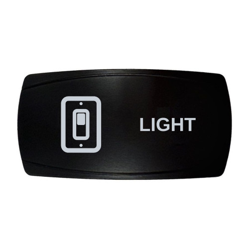 LIGHT horizontal rocker switch with laser-etched light switch icon, in daylight