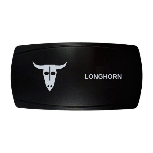 LONGHORN horizontal rocker switch with laser-etched longhorn skull icon, in daylight