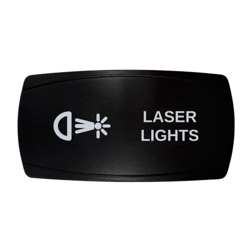 LASER LIGHTS horizontal rocker switch with laser-etched laser lights icon, in daylight