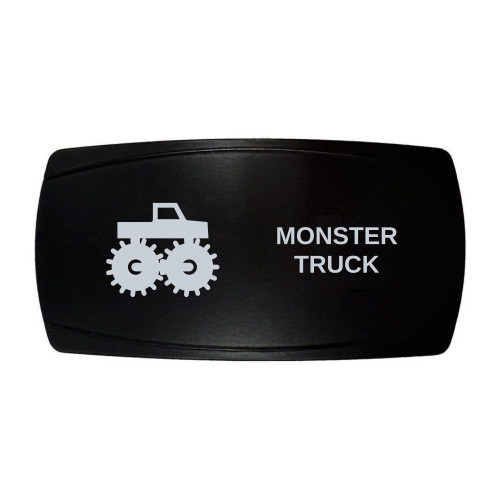 MONSTER TRUCK horizontal rocker switch with laser-etched monster truck icon, in daylight