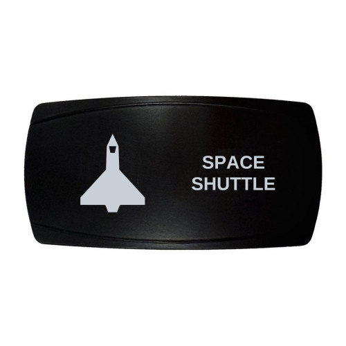 SPACE SHUTTLE horizontal rocker switch with laser-etched space shuttle icon, in daylight