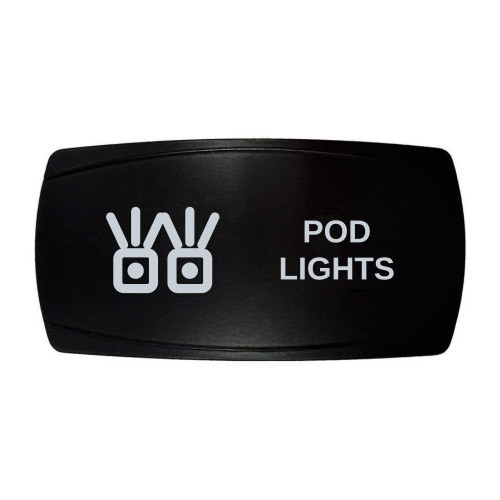 POD LIGHTS horizontal rocker switch with laser-etched pod lights icon, in daylight