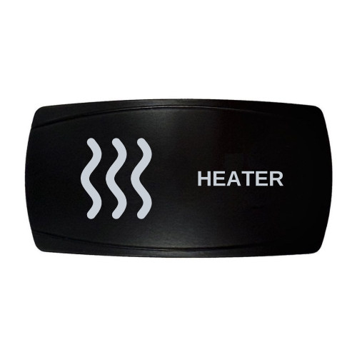 HEATER horizontal rocker switch with laser-etched heater icon, in daylight