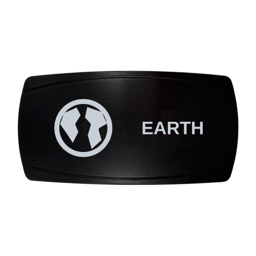 EARTH horizontal rocker switch with laser-etched planet earth icon, in daylight