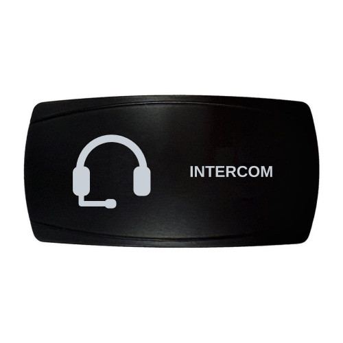 INTERCOM horizontal rocker switch with laser-etched intercom / headset icon, in daylight