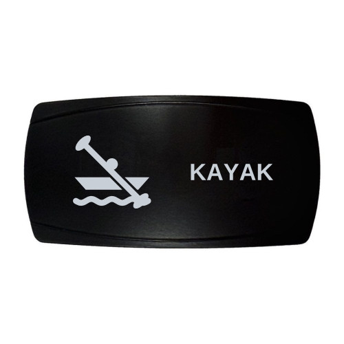 KAYAK horizontal rocker switch with laser-etched kayak / canoe icon, in daylight