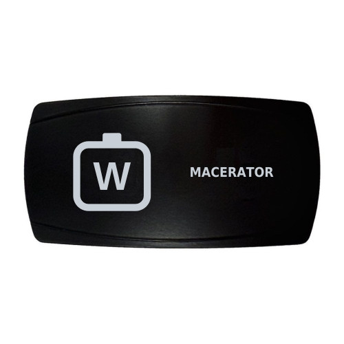 MACERATOR horizontal rocker switch with laser-etched macerator / waste icon, in daylight