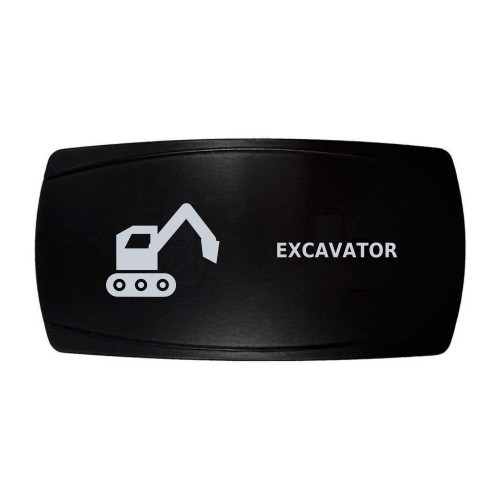 EXCAVATOR horizontal rocker switch with laser-etched excavator icon, in daylight