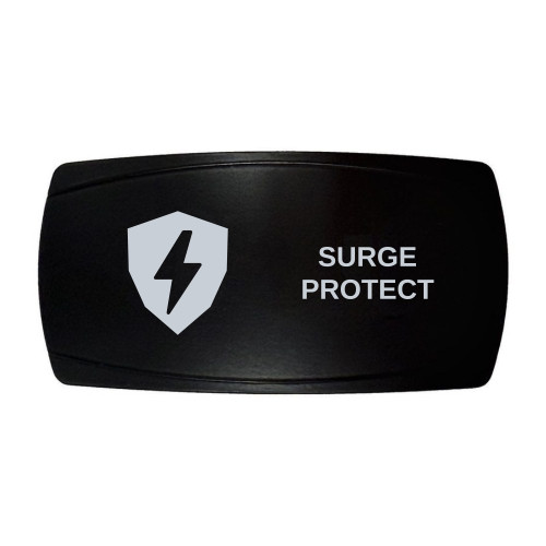 SURGE PROTECT horizontal rocker switch with laser-etched surge protect icon, in daylight