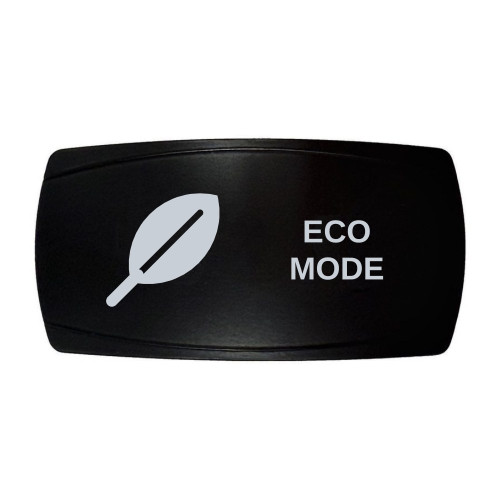 ECO MODE horizontal rocker switch with laser-etched eco mode icon, in daylight