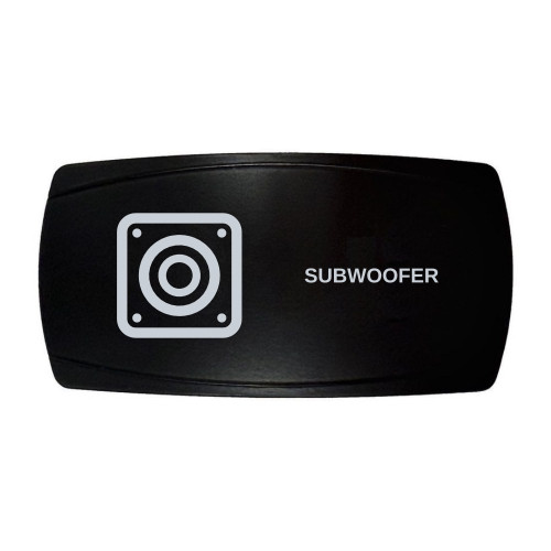 SUBWOOFER horizontal rocker switch with laser-etched subwoofer icon, in daylight