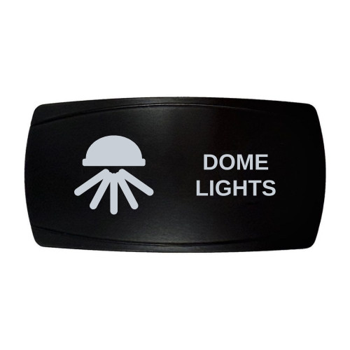 DOME LIGHTS horizontal rocker switch with laser-etched dome lights icon, in daylight