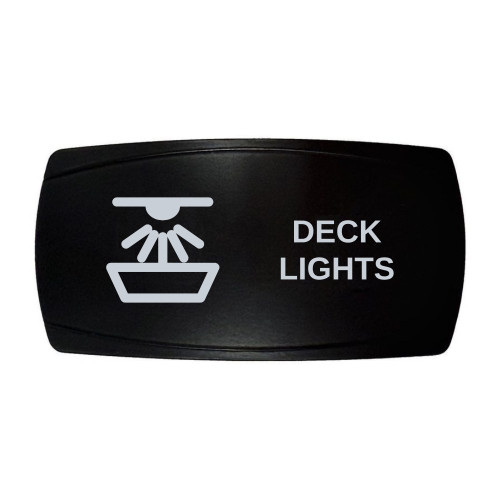 DECK LIGHTS horizontal rocker switch with laser-etched deck lights icon, in daylight