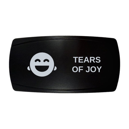 TEARS OF JOY horizontal rocker switch with laser-etched tears of joy icon, in daylight