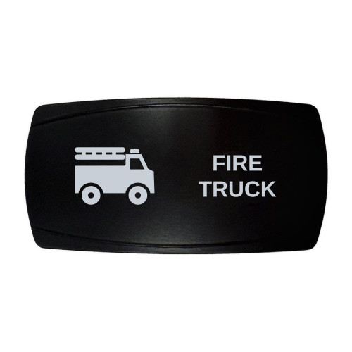 FIRE TRUCK horizontal rocker switch with laser-etched fire truck icon, in daylight