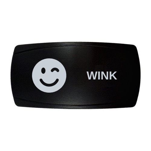 WINK horizontal rocker switch with laser-etched wink icon, in daylight