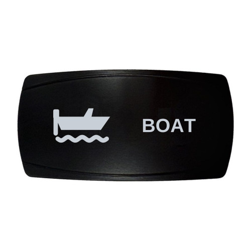 BOAT horizontal rocker switch with laser-etched boat icon, in daylight