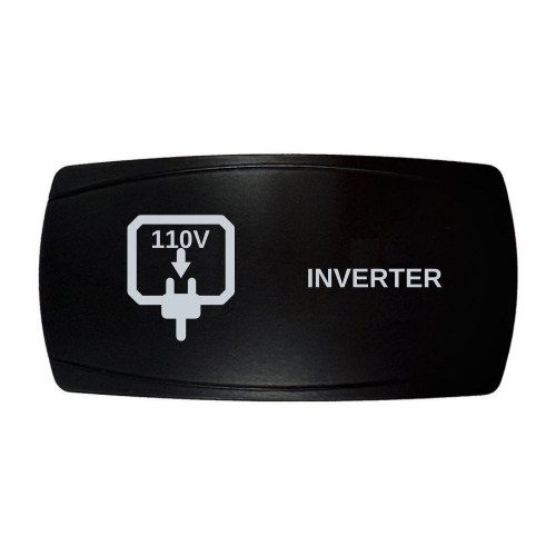 INVERTER horizontal rocker switch with laser-etched inverter / 110v icon, in daylight