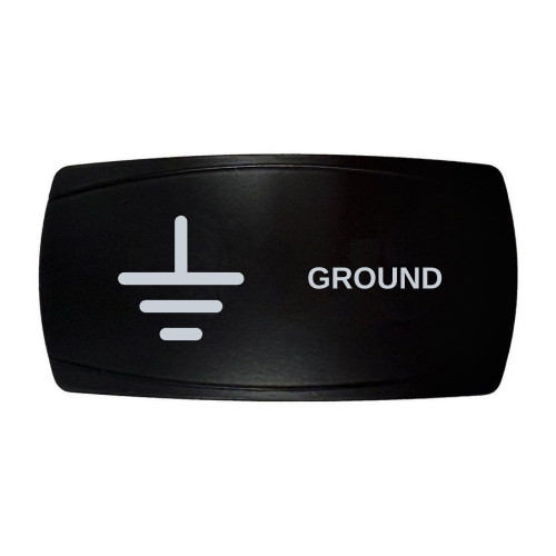 GROUND horizontal rocker switch with laser-etched ground icon, in daylight
