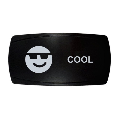 COOL horizontal rocker switch with laser-etched sunglasses icon, in daylight