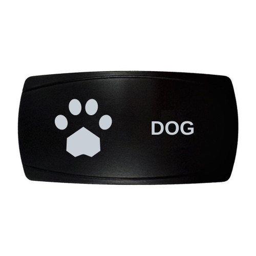 DOG horizontal rocker switch with laser-etched paw print icon, in daylight