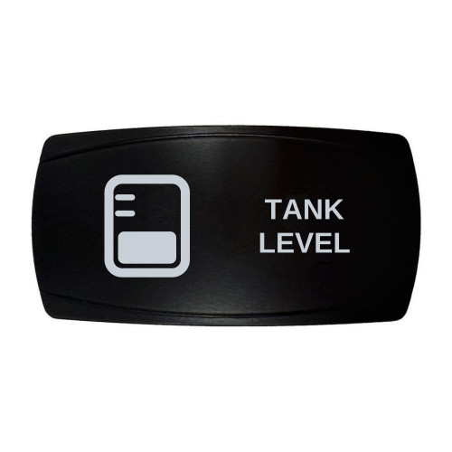 TANK LEVEL horizontal rocker switch with laser-etched tank level icon, in daylight