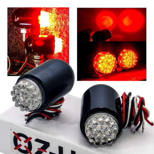 Motorcycle Tail Brake Light OZ-USA® Turn Signal Red LED Black Custom  Cruiser ATV 12 volts