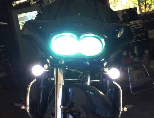 White LED Harley Turn Signal Kit Day Time Running Touring Maker Fog AUX Driving