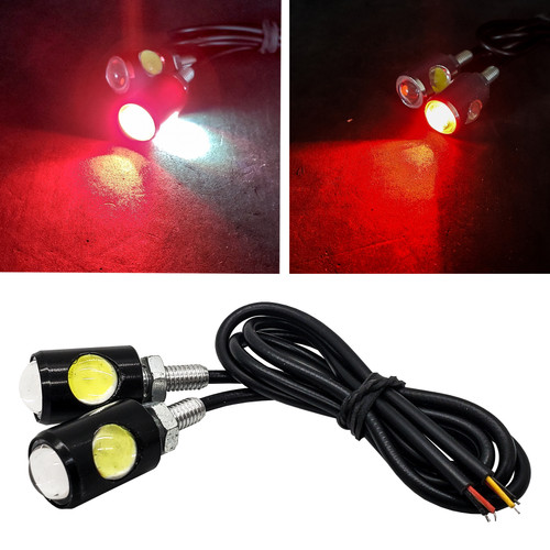 Black Dual LED Tag Lights License Plate Bolts OZ-USA® Xenon White Red LED for motorcycle ATV car 4x4 offroad trucks