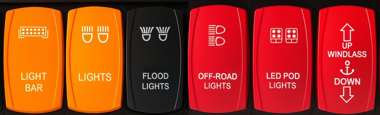 Work Lights On/Off Yellow Rocker Switch – 4-Pin Laser-Etched White