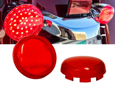 Set (2) RED Turn Signal Lens Deuce-Style Snap On Replacement lens