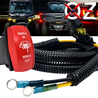 Winch In/Out Red Rocker Switch with Power Bus Bar Distribution