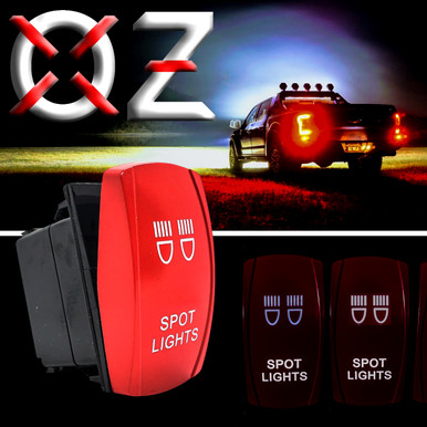 Spot Lights On/Off Red Rocker Switch 4-Pin Laser-Etched for UTV