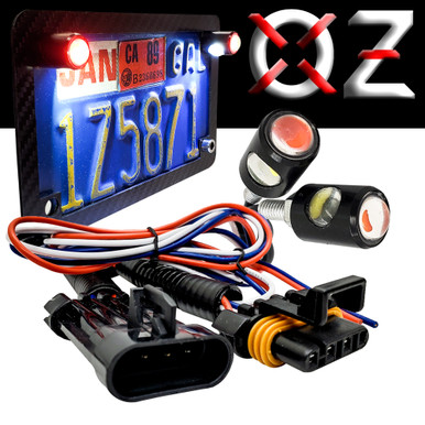 Dual LED Red White Tag Lights License Plate Bolts Third Brake