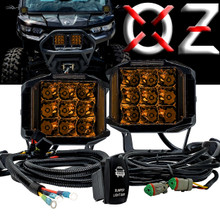 5" Side Emitting Amber LED Bumper Lights DRL 180° Beam Pattern with Power Busbar Distribution Block Wire Harness Kit Compatible with 2018-2024 Can-Am Maverick X3 Defender