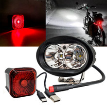 8W LED E-Bike Headlight with 2-Pin Julet Plug & USB Smart Brake Light 12V–60V Compatible with Lectric Velotric Aventon and Juiced Electric Bikes
