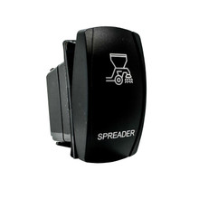 SPREADER On/Off Rocker Switch – 4-Pin Laser-Etched Blue LED Backlit 12V-48V for Trucks UTVs RVs Tractors Compatible with Polaris Can-Am Honda Yamaha